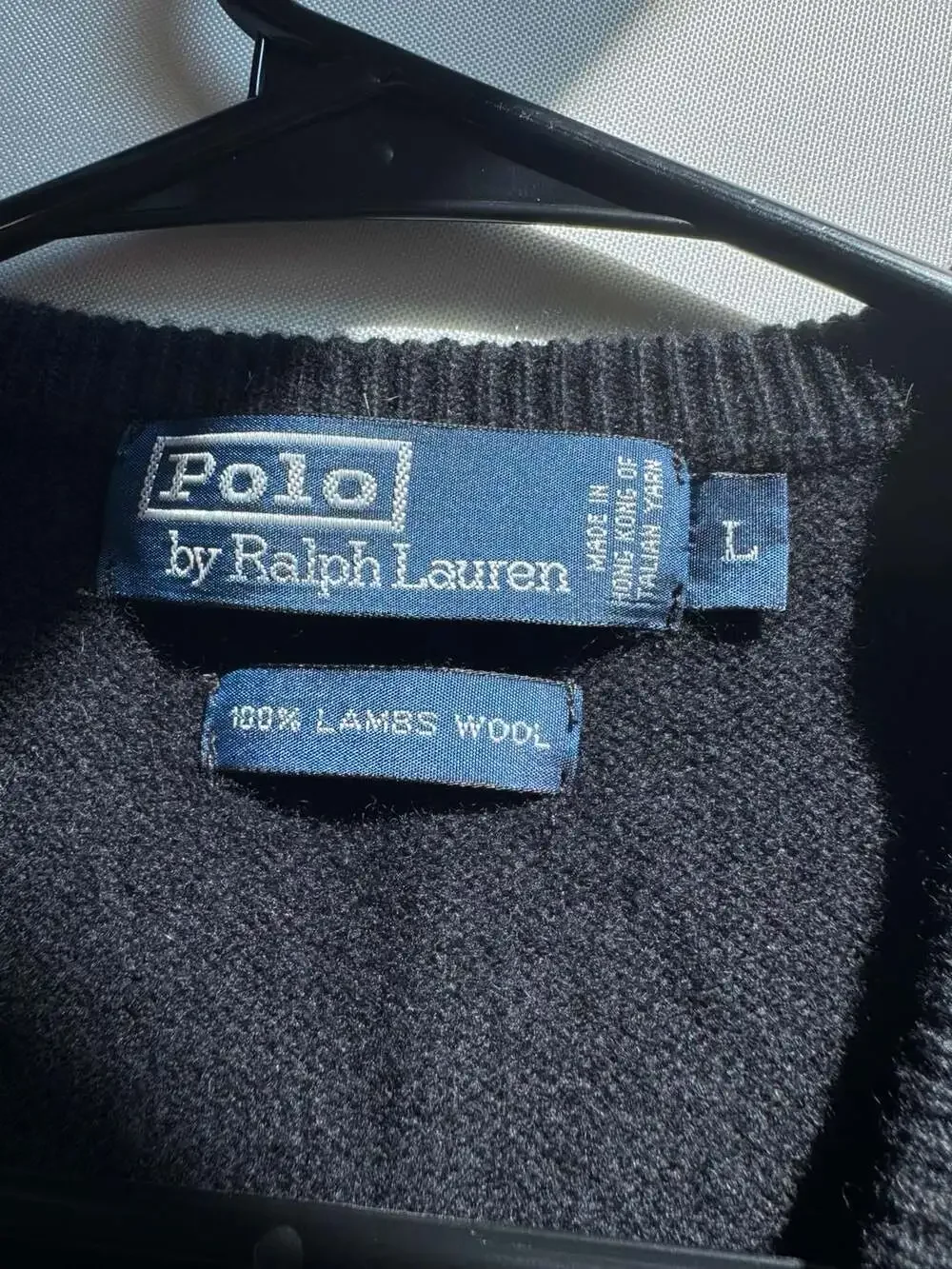 Vintage Polo Ralph Lauren Lambswool Sweater Vest Black V Neck Men’s Large